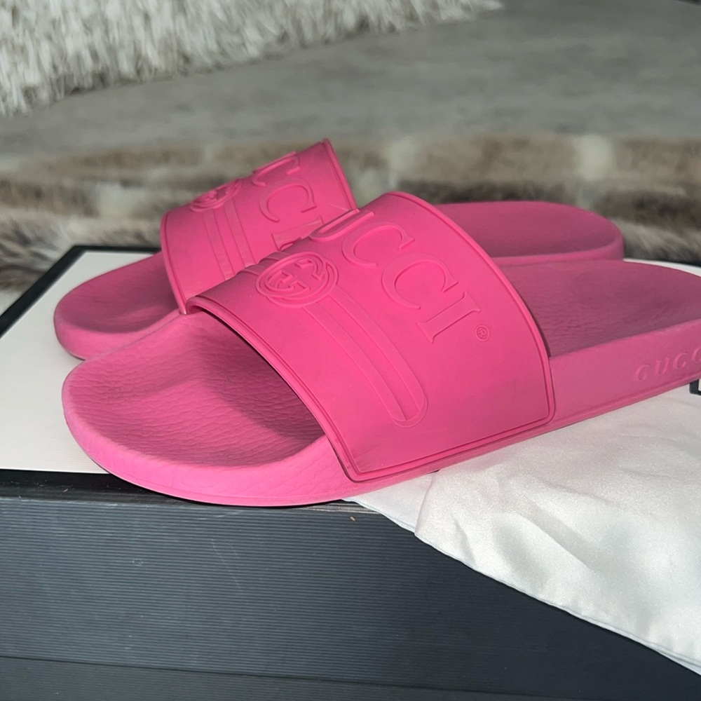 Gucci pink slides rubber - Picture 1 of 5